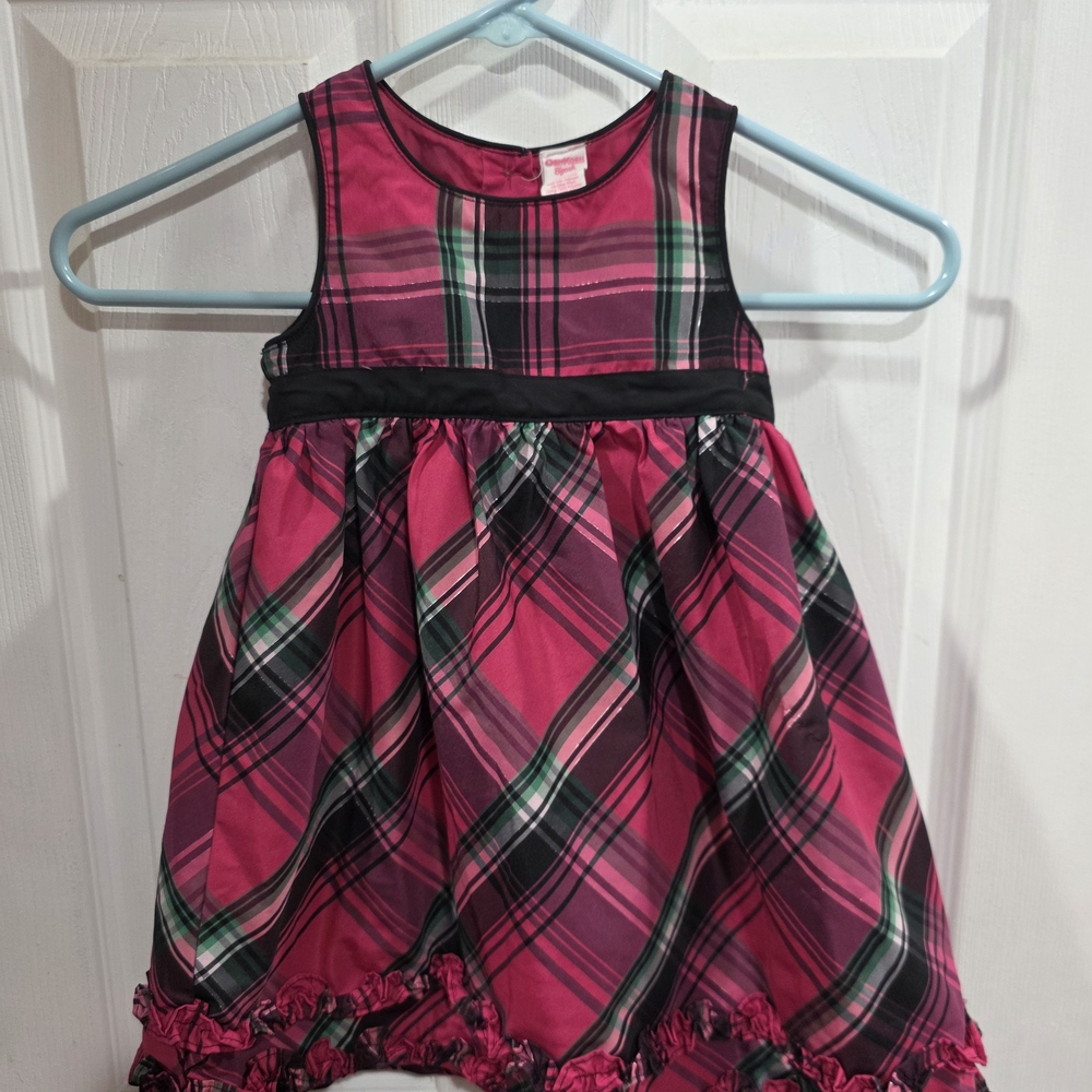 Osh Kosh Bigosh Plaid Pink and Black Kids Dress Sz 24 Mos